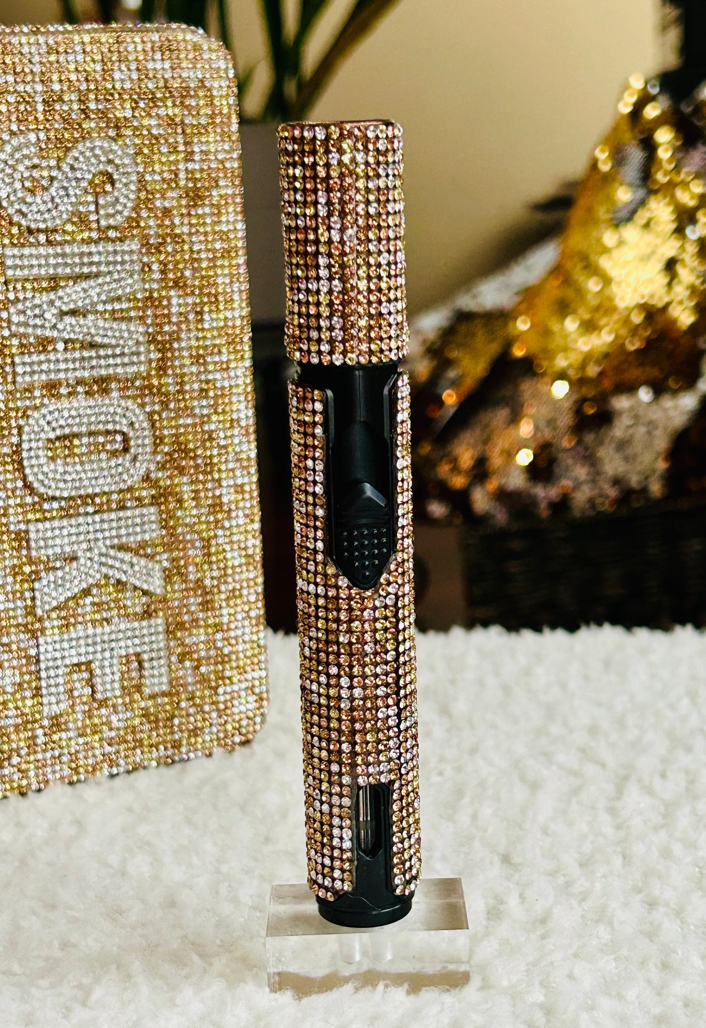 Rhinestone Cigar Torch- Gold Silver