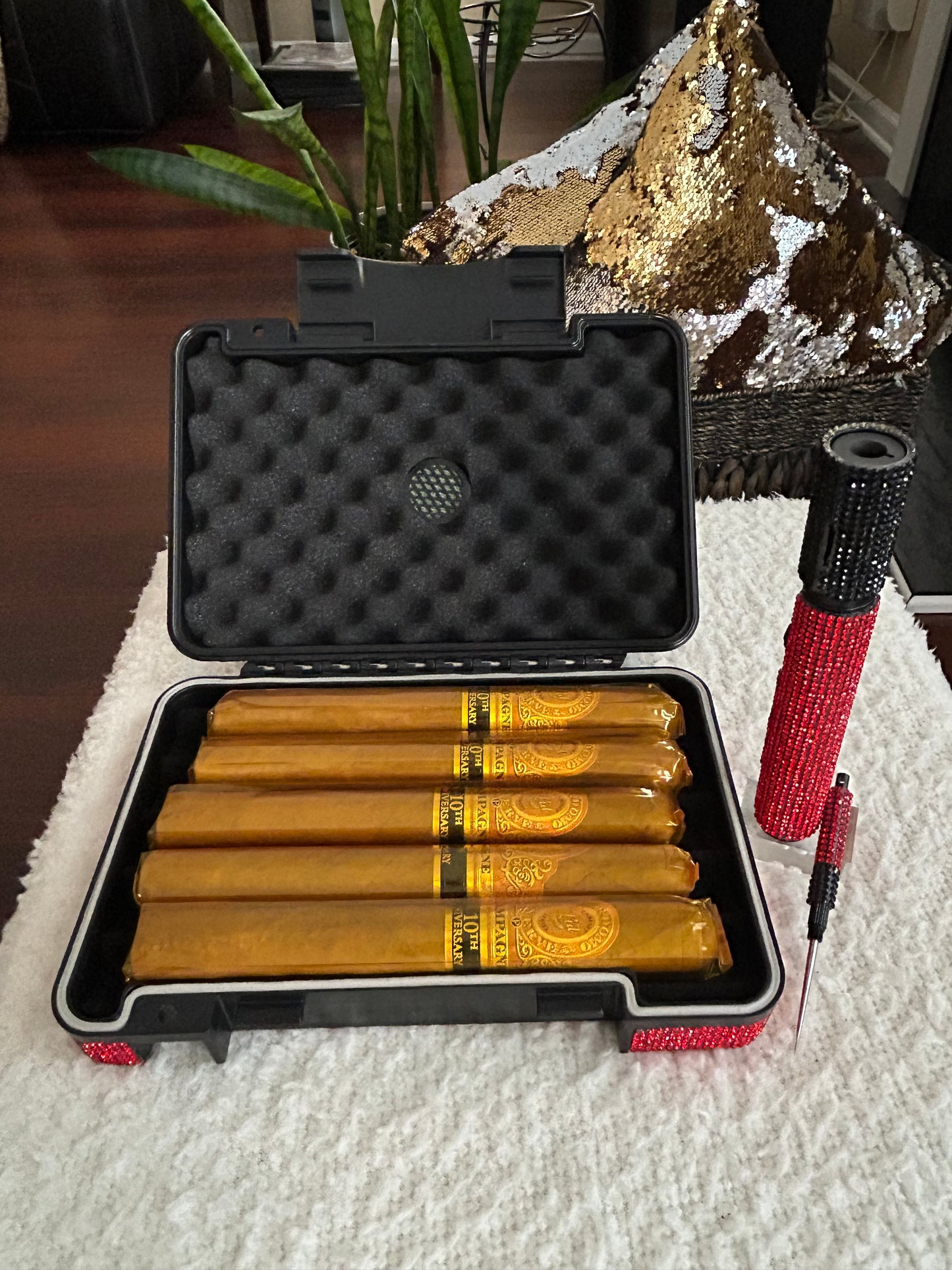 Rhinestone Cigar Travel Humidor (Large)